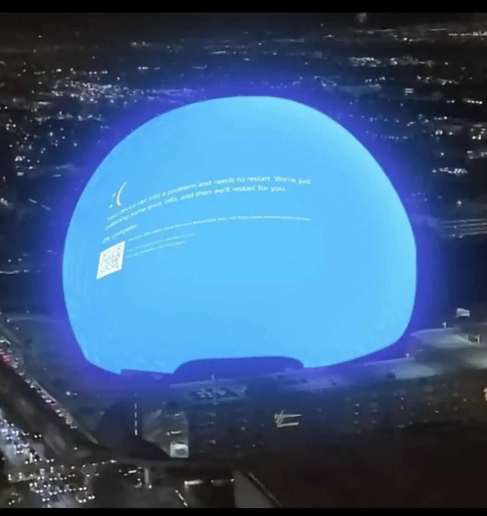 Vegas Sphere - CrowdStrike - Blue Screen