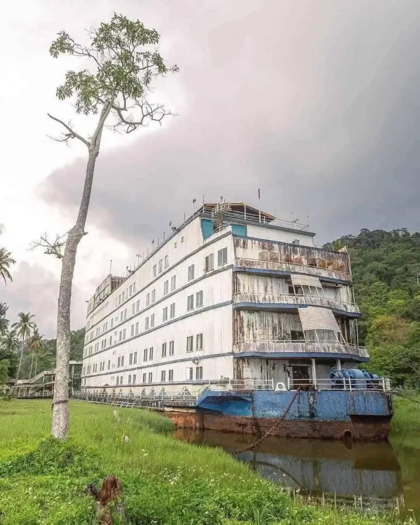 Old resort hotel, now abandoned and known by its residents as the Ghost Ship